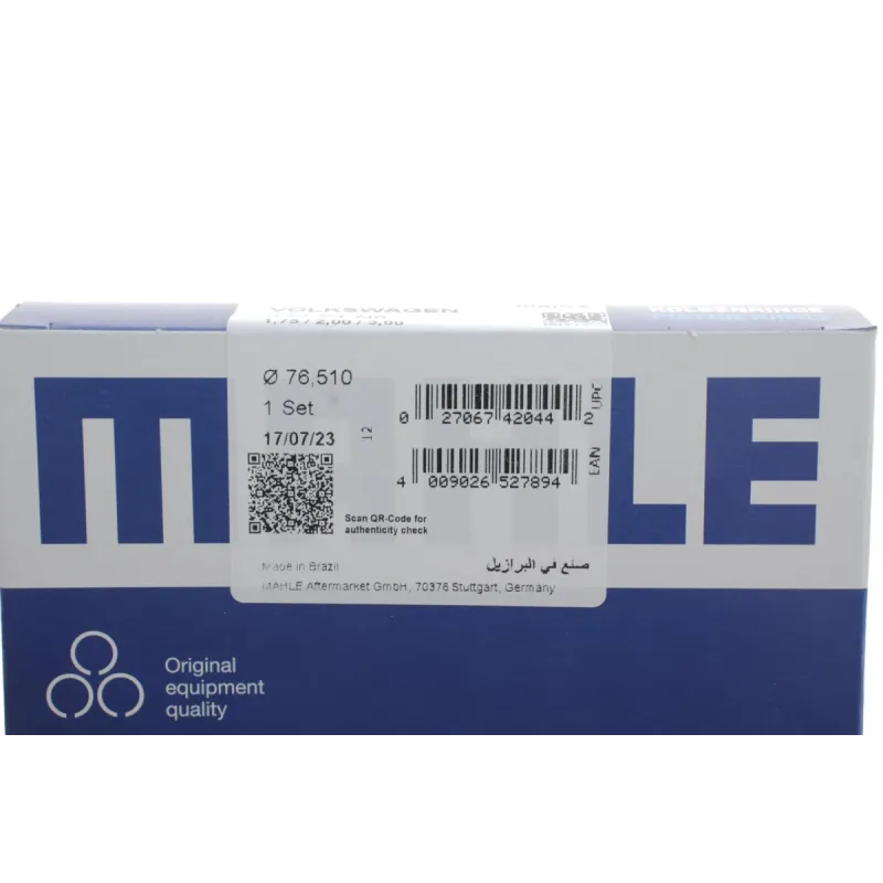 Комплект поршневих кілець MAHLE 029 54 N0 для VW LT, Audi 100, Volvo 740 (76.50mm/STD)
