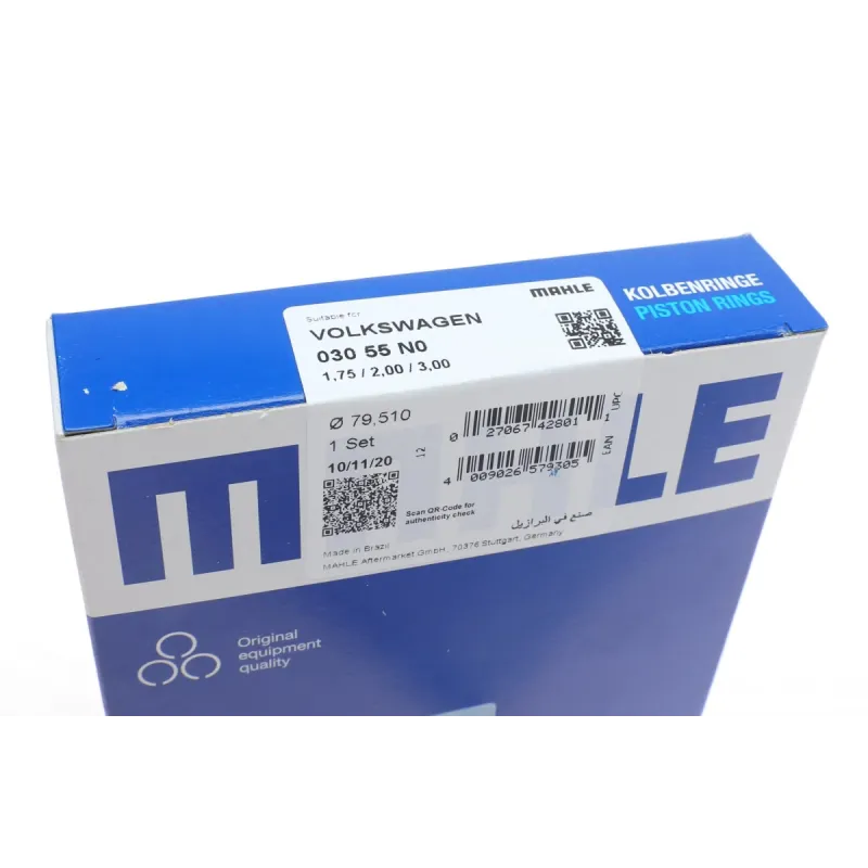 Комплект поршневих кілець MAHLE 030 55 N0 для Volkswagen T4/T5 1.9TDI, Audi A3 1.9 TDI, Seat Alhambra 1.9 TDI (діаметр 79.51 мм)