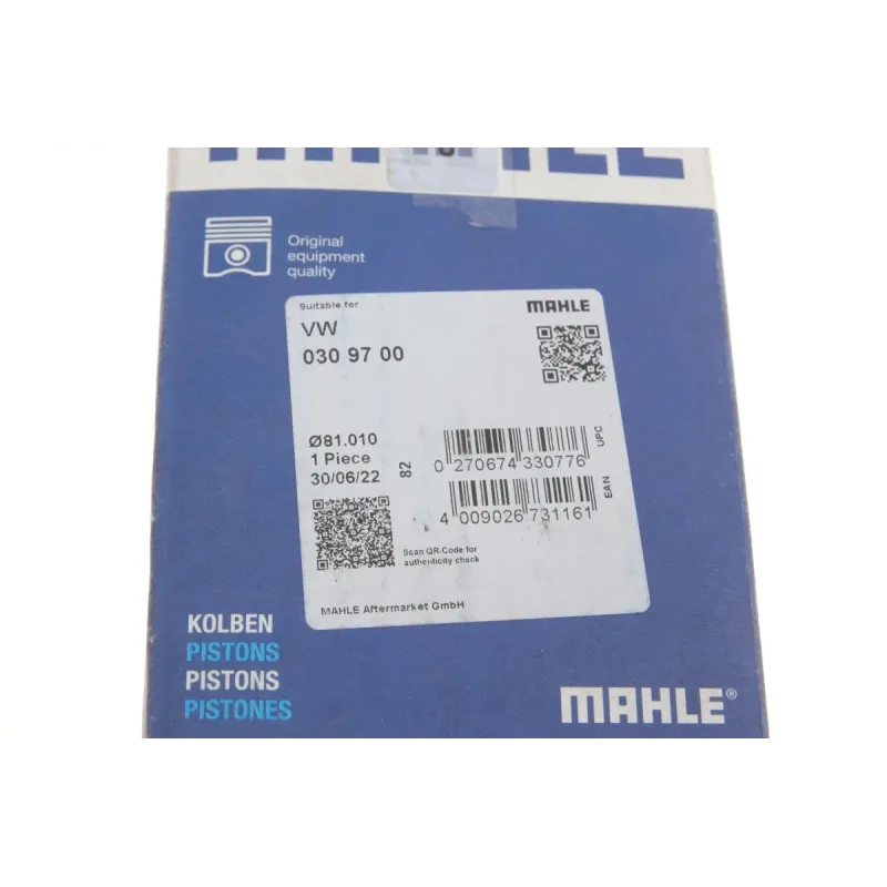 Поршень MAHLE 030 97 00 для Volkswagen Transporter T5 2.5 TDI (81.01mm/STD) 1-2 циліндр