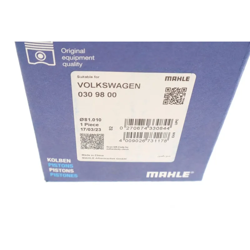 Поршень MAHLE 030 98 00 для Volkswagen Transporter T5 2.5 TDI (81.01мм/STD, косий шатун)