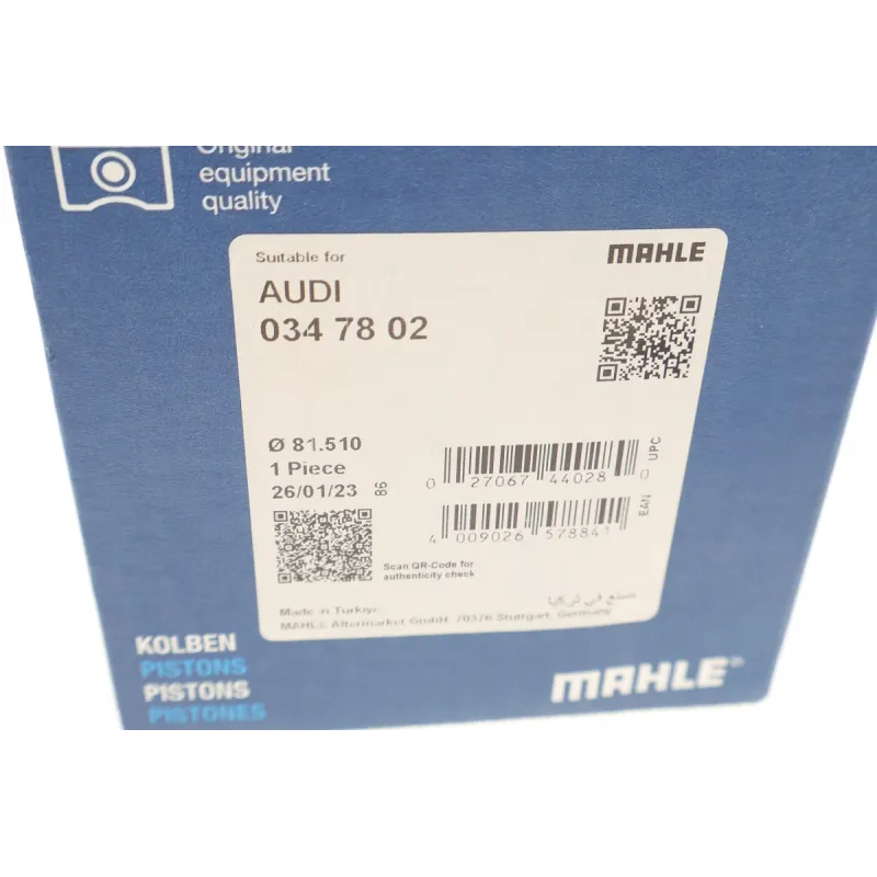 Поршень MAHLE 034 78 02 для Audi 80/100, VW Golf/Passat 1.8 81.51мм +0.5