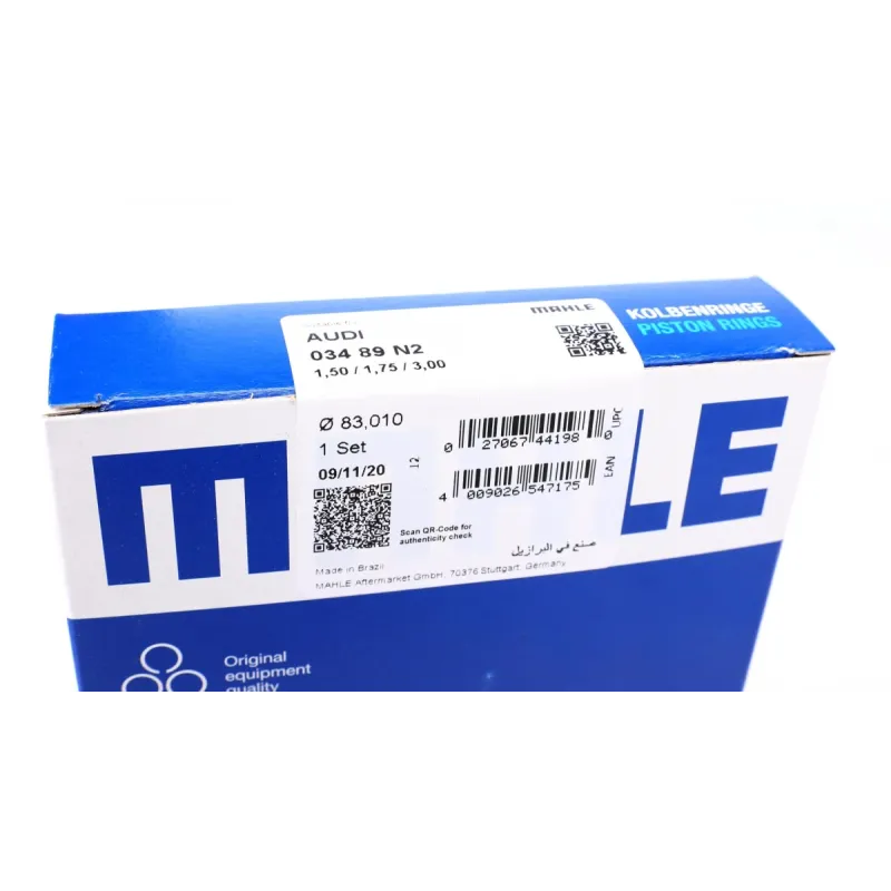 Комплект поршневих кілець MAHLE 034 89 N2 для Audi 80/100/A6 2.3/2.6i 86-00 (83.01мм STD)