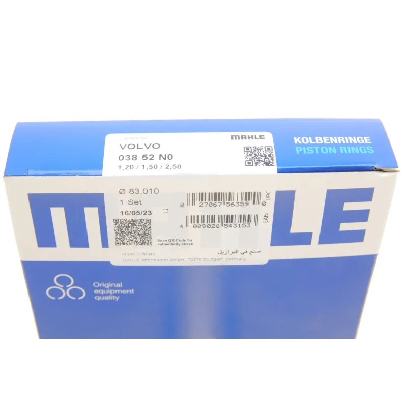 Кільця поршневі MAHLE 038 52 N0 для Volvo 1.8-2.5 (83.01мм/STD)