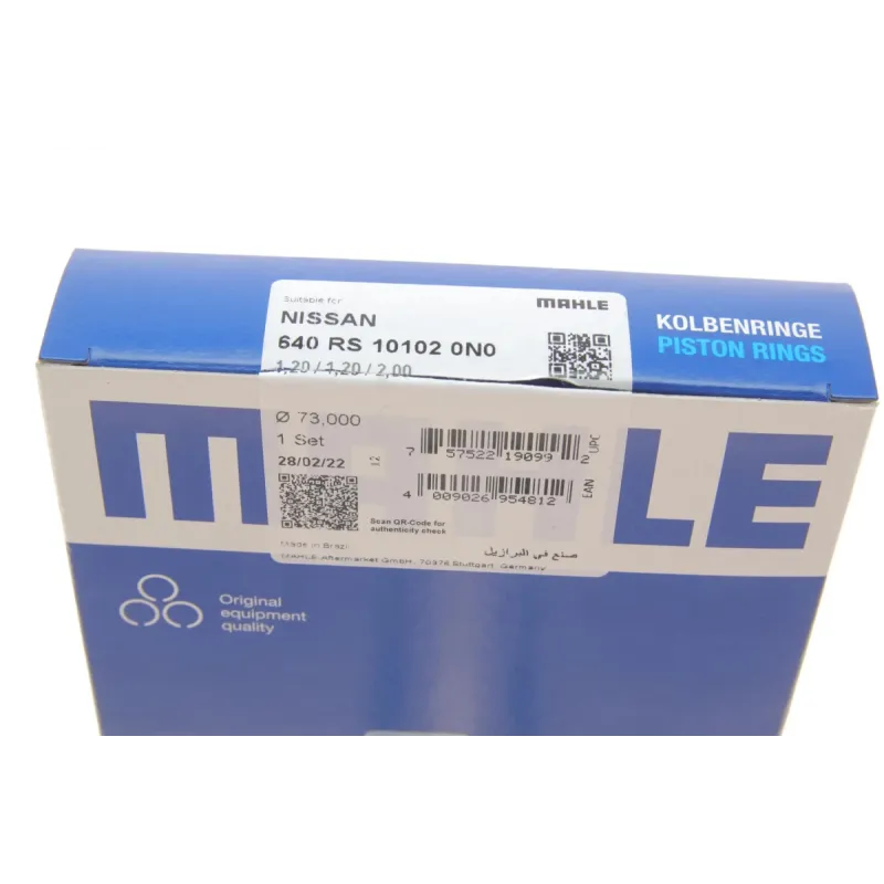 Комплект поршневих кілець MAHLE 640 RS 10102 0N0 для Nissan Micra K12, Note E11 (73.0mm/STD)