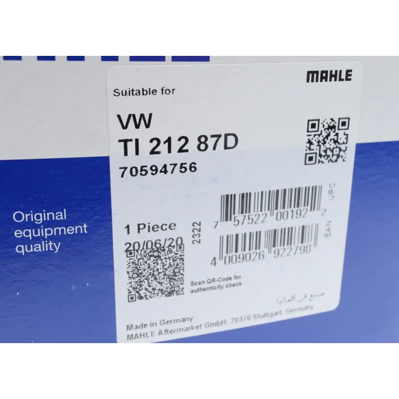 Термостат MAHLE TI 212 87D для Volkswagen T5 2.5 TDI 2003-2009, 87°C