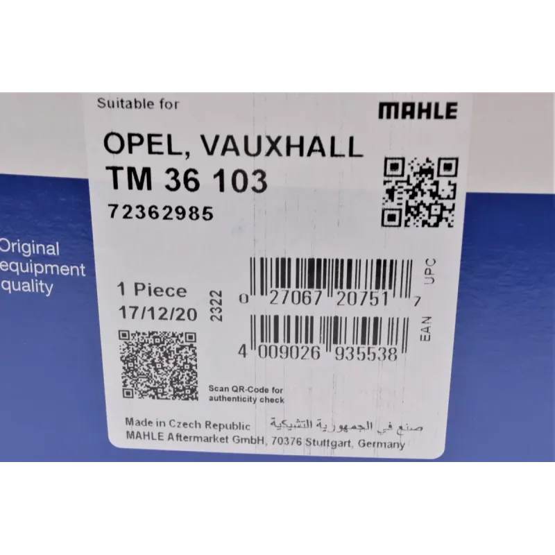 Термостат MAHLE TM 36 103 для Opel Astra J/Insignia 1.4 103°C
