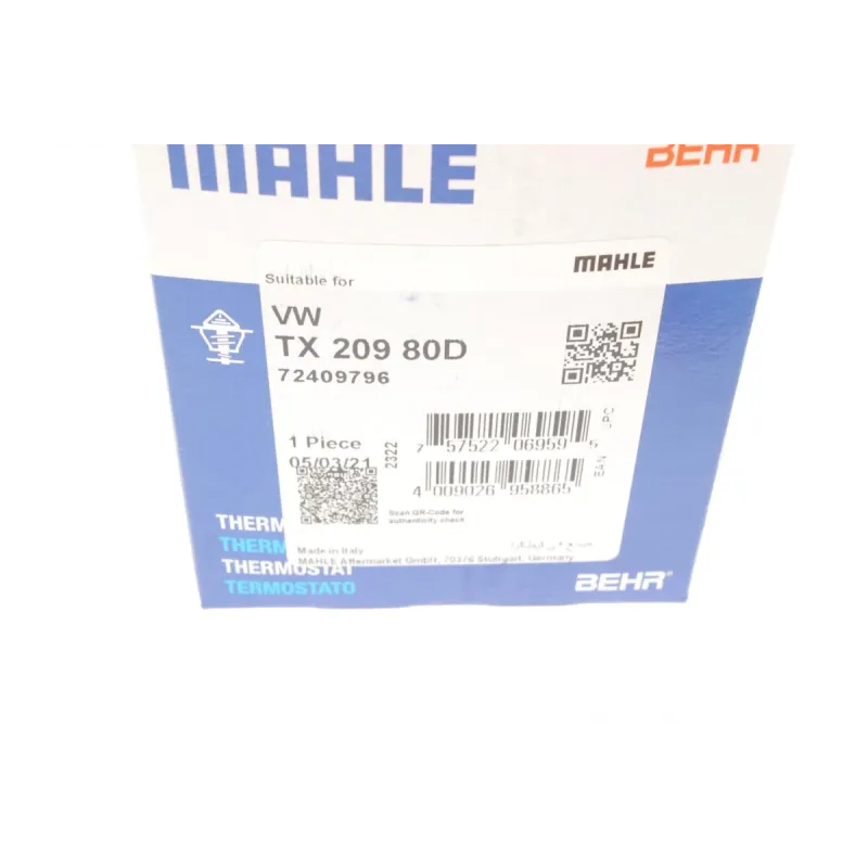 Термостат MAHLE TX 209 80D для Volkswagen Passat/Touran 1.4 TSI 80°C