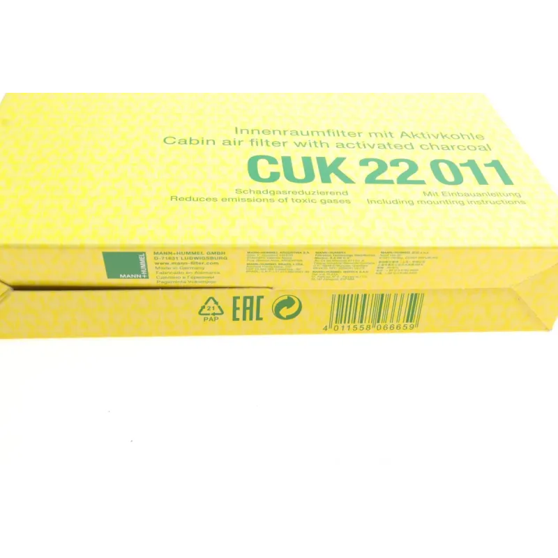 Фільтр салону вугільний MANN-FILTER CUK 22 011 для Renault Captur, Clio, Logan, Duster, Arkana, Jogger, Nissan Juke, Lada Vesta, Xray, Nissan Ariya