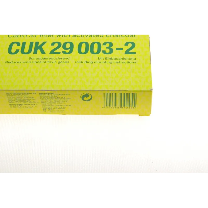 Фільтр салону вугільний MANN-FILTER CUK 29 003-2 для Citroen Berlingo, Peugeot Partner 2008-, 293x96x32 мм