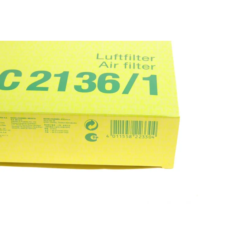 Фільтр повітряний MANN-FILTER C 2136/1 для Mitsubishi Colt, Lancer, Outlander 214x204x51 мм