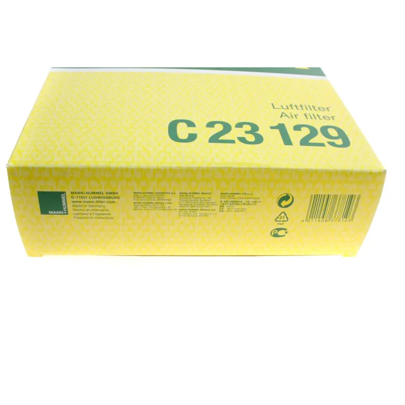 Фільтр повітряний MANN-FILTER C 23 129 для Volvo S60/V70/XC70/XC90 2.4D/D5 2001-2014, 226x147x68 мм