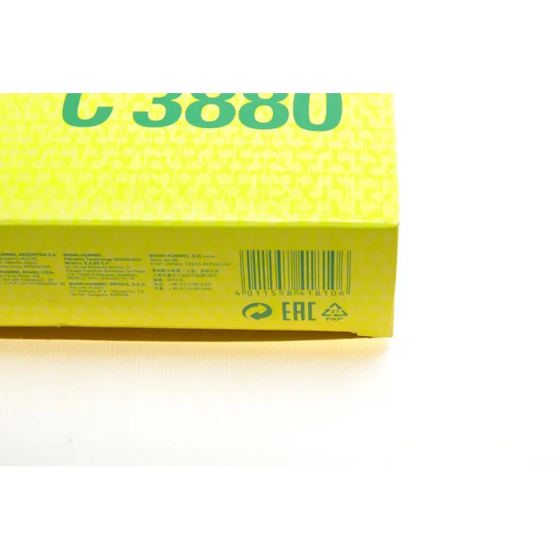 Фільтр повітряний MANN-FILTER C 3880 для Skoda Fabia, Octavia, VW Golf, Polo 1.4-1.6 16V 2006-2014, 375x192x42 мм