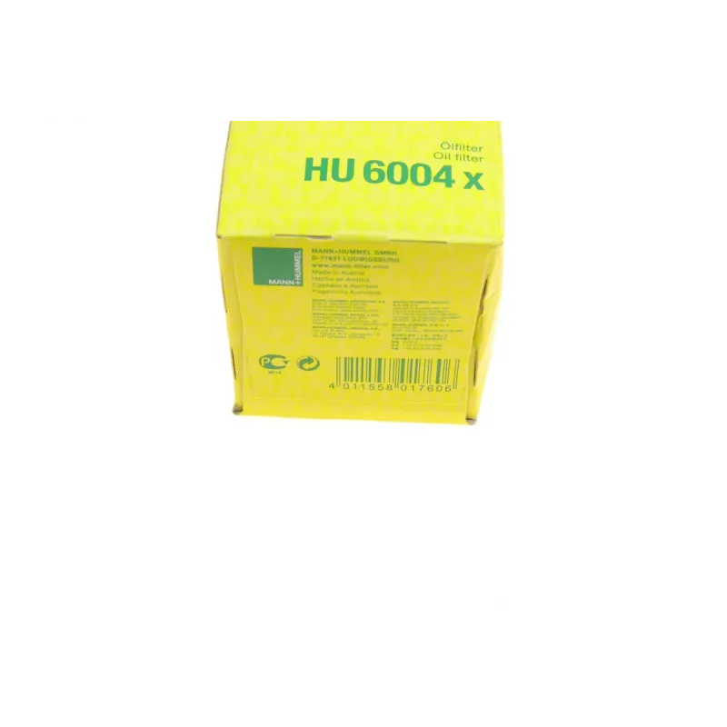Фільтр масляний MANN-FILTER HU 6004 X для BMW 1 (F20) 116 d 2010-, 53x21x134 мм