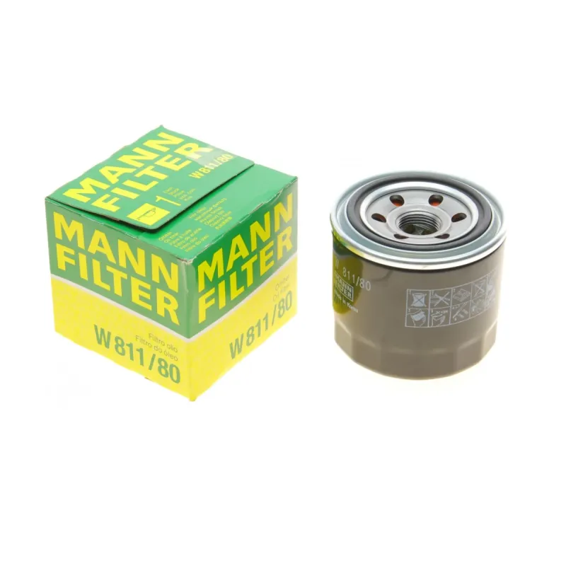 Фільтр масляний MANN-FILTER W811/80 для Kia Ceed, Rio, Hyundai Tucson, Mazda, Mitsubishi, 80 мм