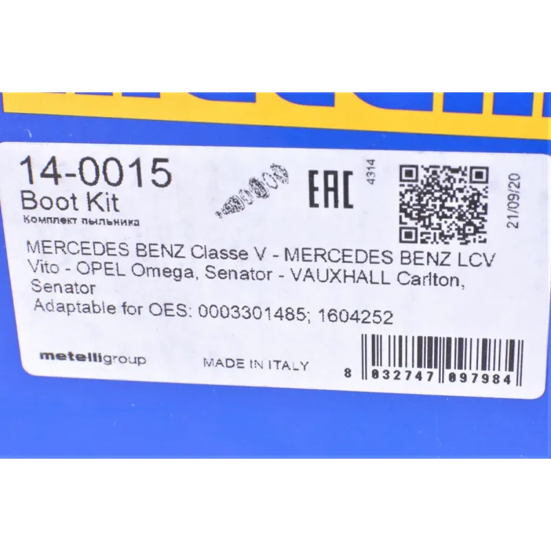 Пильник ШРКШ внутрішній METELLI 14-0015 для Mercedes-Benz Vito W638 1996-2003, Opel Omega A 1986-1994, 26x107.5x120 мм