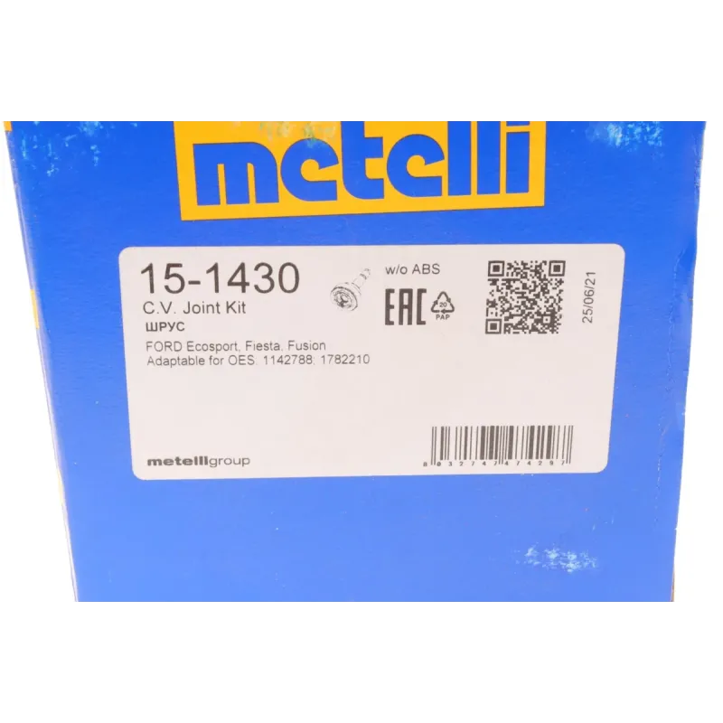 ШРКШ зовнішній METELLI 15-1430 для Ford Fiesta V 01-08, Fusion 02-09, EcoSport 13- (25/21/53.2/75.6 мм)
