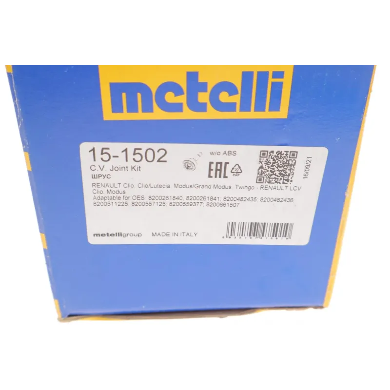 ШРКШ зовнішній METELLI 15-1502 для Renault Clio III/Modus 1.2/1.4/1.5dCi 23/29/49/79.7мм