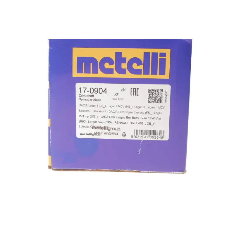 Піввісь передня ліва METELLI 17-0904 для Renault Logan 1.4-1.6/1.5 dCi (23z/26z/658mm)