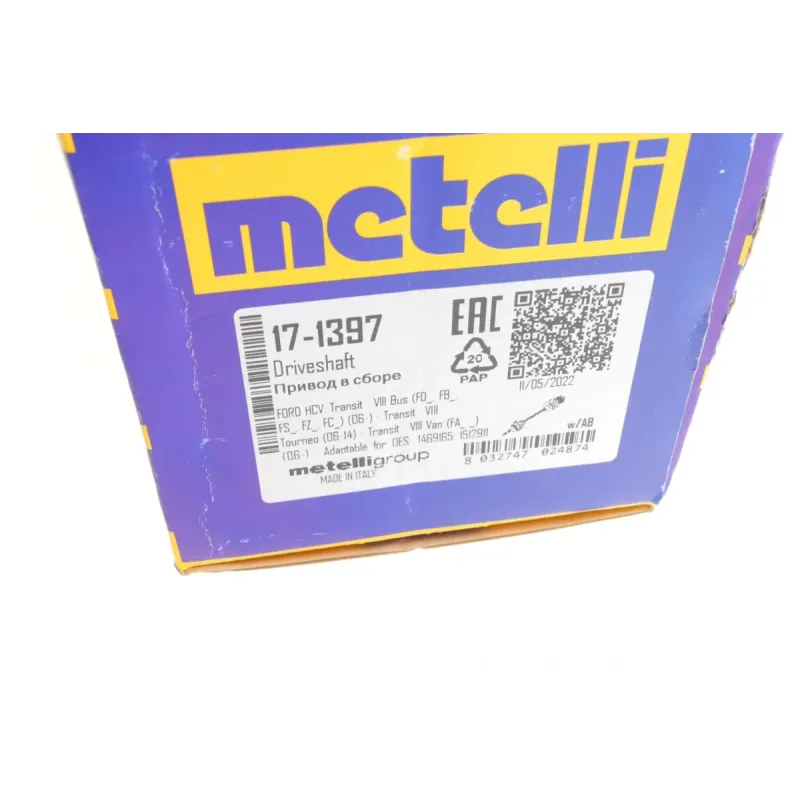 Піввісь передня METELLI 17-1397 (28z/41z/1091mm) для Ford Transit/Tourneo 2.2TDCi 2007-2011
