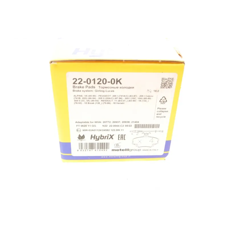 Колодки гальмівні (передні) Renault Clio 90-98/Symbol 00-/Megane 96-03/Peugeot 205 87-98 (+датчики)