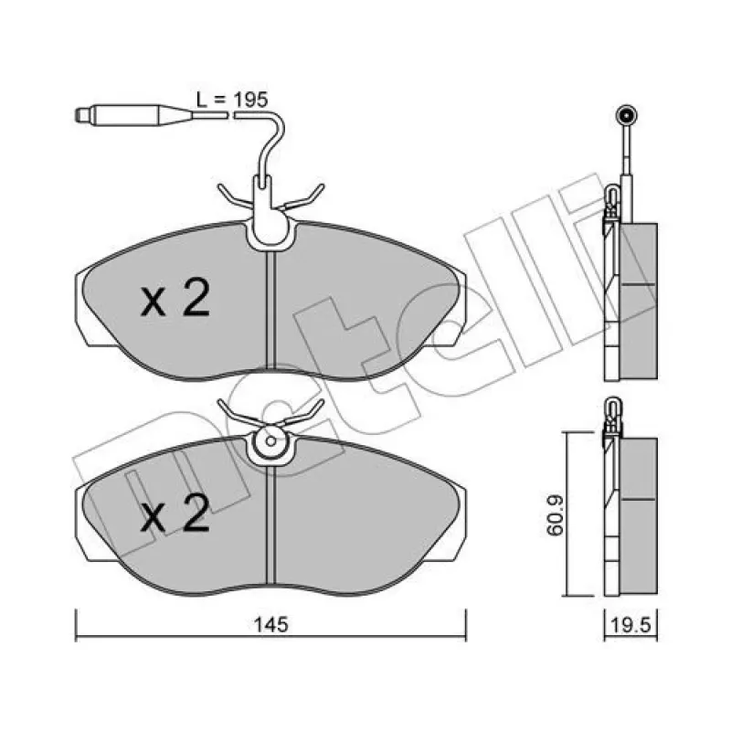 Колодки гальмівні передні METELLI 22-0154-0 для Citroen Jumper, Fiat Ducato, Peugeot Boxer 1994-2002