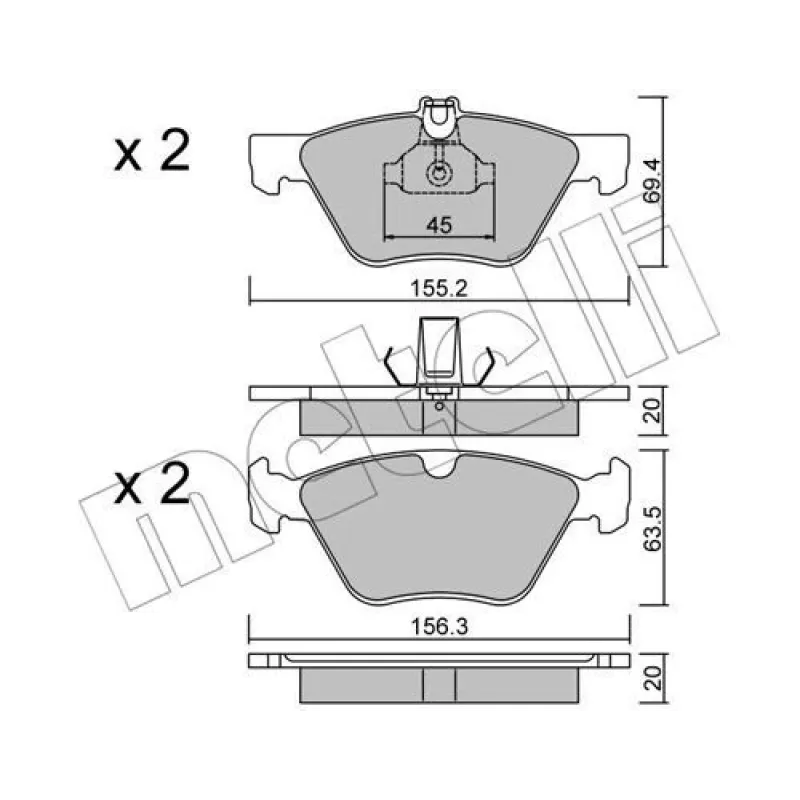 Колодки гальмівні передні METELLI 22-0252-0 для Mercedes-Benz E-Class W210/S210, CLK C208, SLK R170