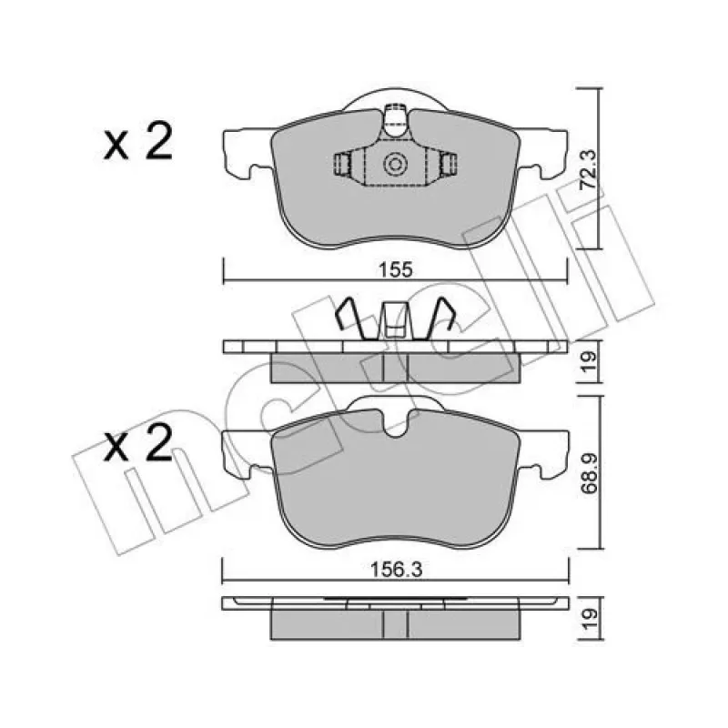 Колодки гальмівні передні METELLI 22-0309-0 для Volvo S60/V70/XC70 156.3 мм