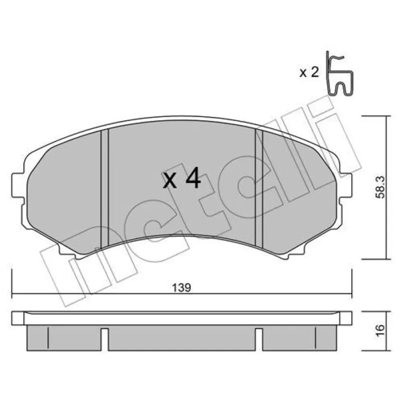 Колодки гальмівні передні METELLI 22-0399-0 для Mitsubishi Grandis, Pajero II-IV, Mazda E2000/2200