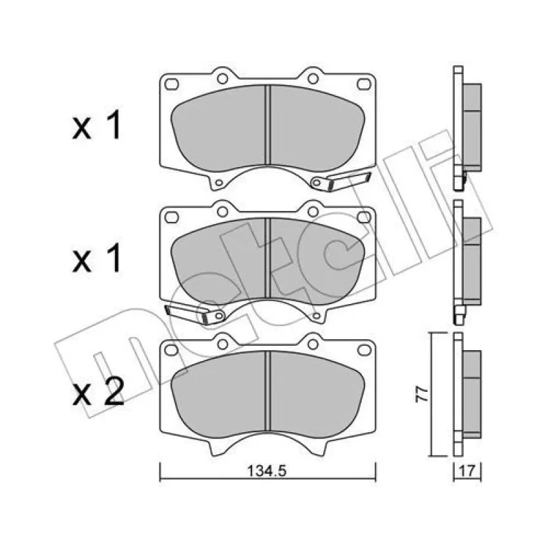 Колодки гальмівні передні METELLI 22-0454-0 для Mitsubishi Pajero IV, Toyota Hilux, Land Cruiser Prado, Lexus GX