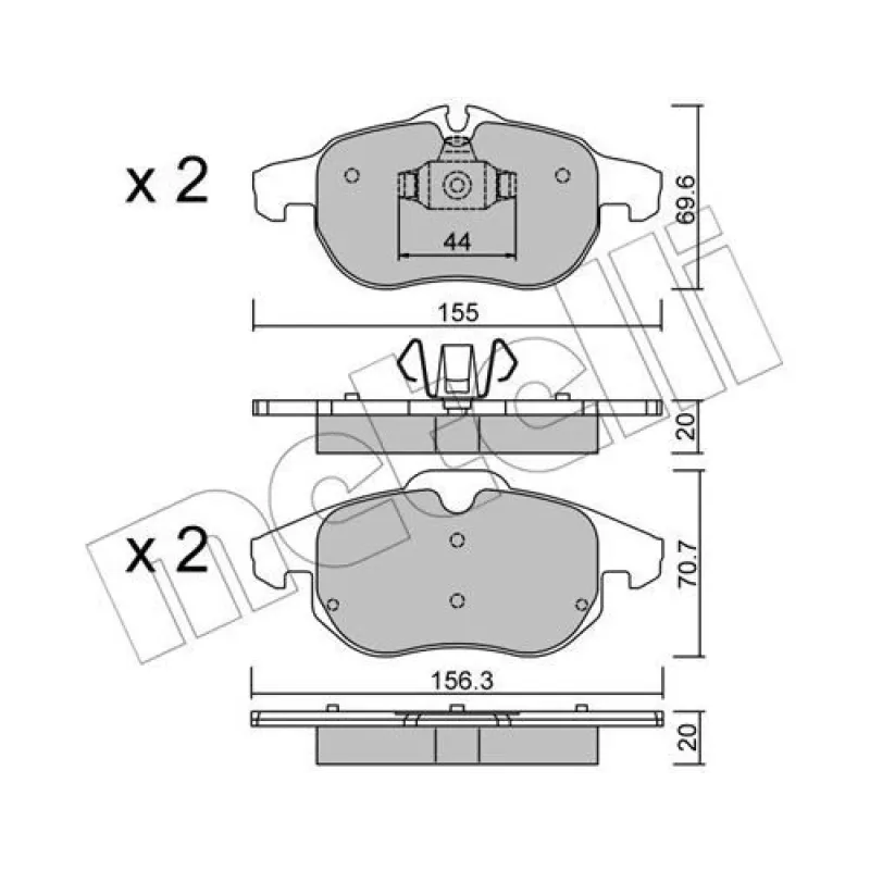 Колодки гальмівні передні METELLI 22-0540-0 для Opel Astra H, Vectra C, Zafira B, Chevrolet Matiz