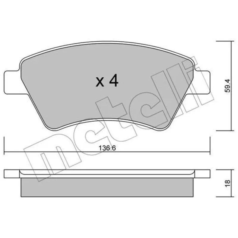 Колодки гальмівні передні METELLI 22-0544-0 для Renault Kangoo, Megane II, Scenic II 136.6x59.4 мм