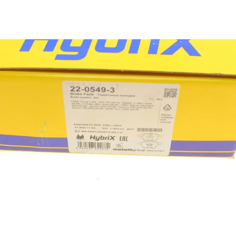 Колодки гальмівні (передні) Ford Focus/Mazda 3/Volvo C30/C70/S40/V50/Opel Vectra C 05-14/V40 12-