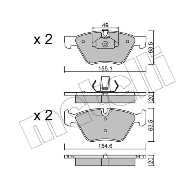 Колодки гальмівні (передні) BMW 3 (E90/E91/E92) 07-13/5 (E60/E61) 03-10/X1 (E84) 09-15