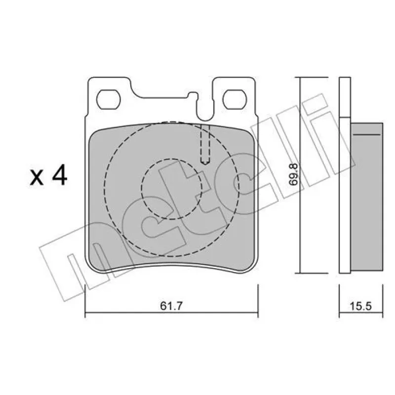 Колодки гальмівні задні METELLI 22-0567-0 для Mercedes-Benz C-Class W202/W203, E-Class W124/W210, 69.8x15.5x61.7 мм