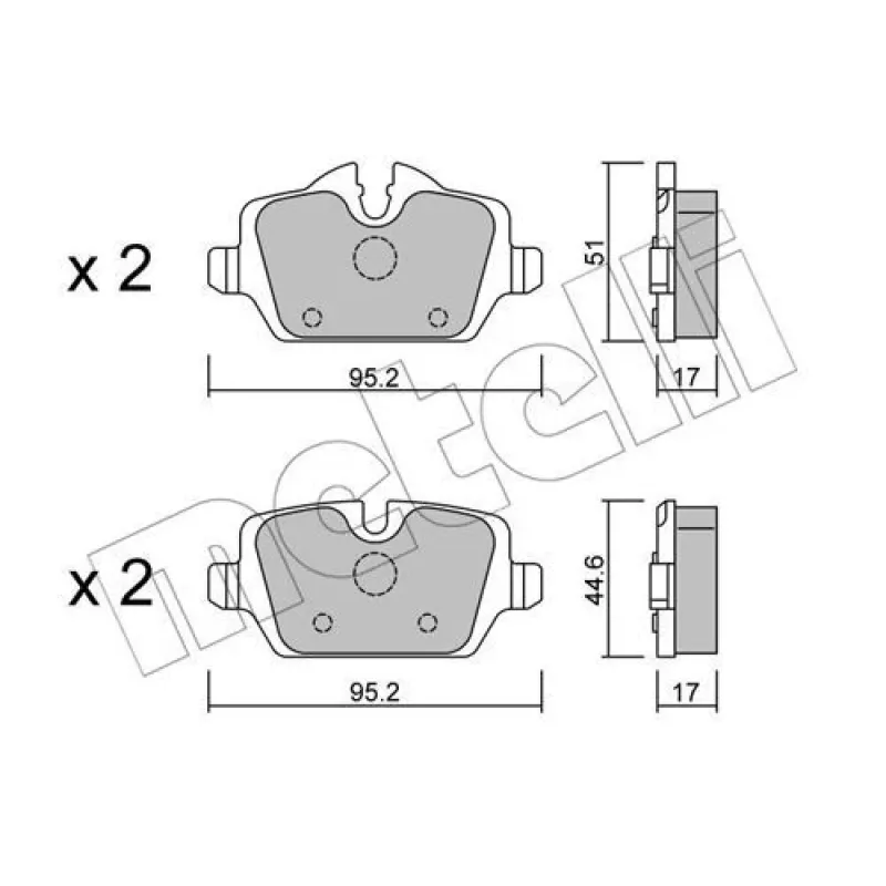 Колодки гальмівні задні METELLI 22-0641-0 для BMW 1 (E81/E87)/3 (E90/E91) 44.6x95.2 мм
