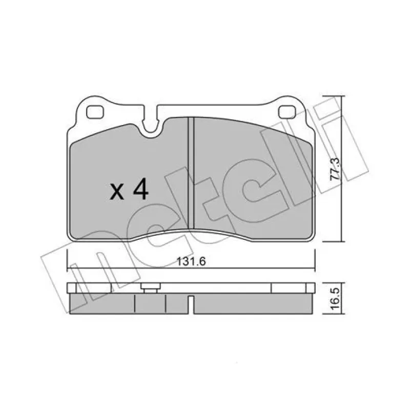 Колодки гальмівні передні METELLI 22-0659-0 для Audi TT 2009-2014, VW Touareg 2002-2006, 131.6x77.3x16.5 мм