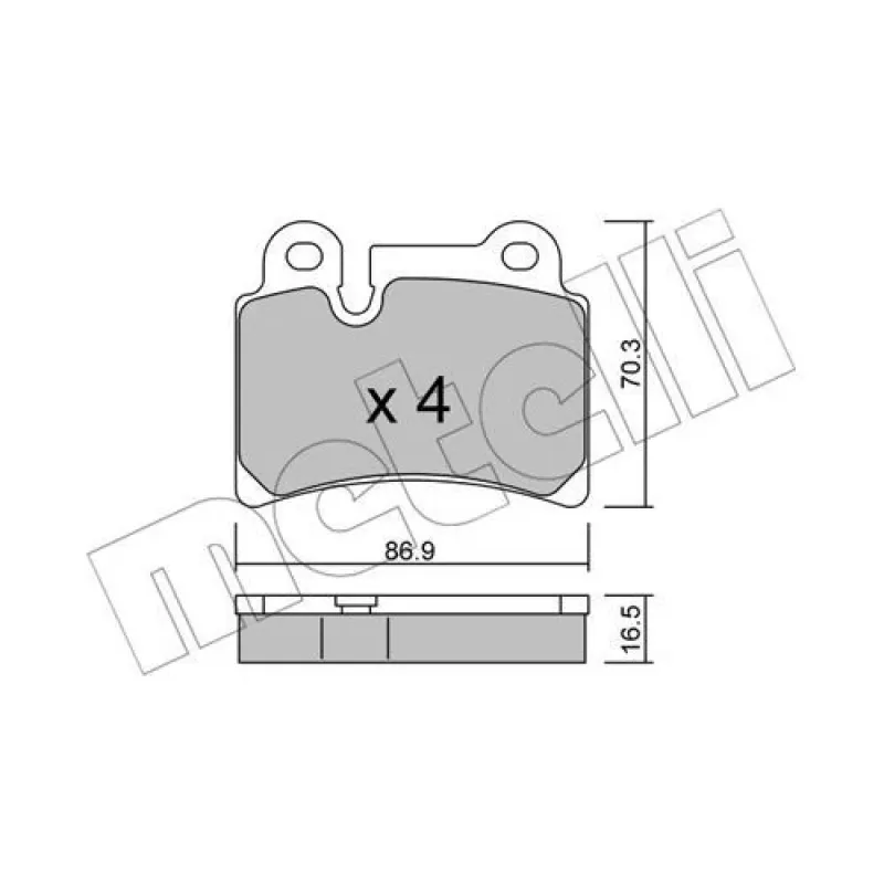 Колодки гальмівні задні METELLI 22-0660-0 для Volkswagen Touareg 7LA 2002-2010, 70.3x16.5x86.9 мм