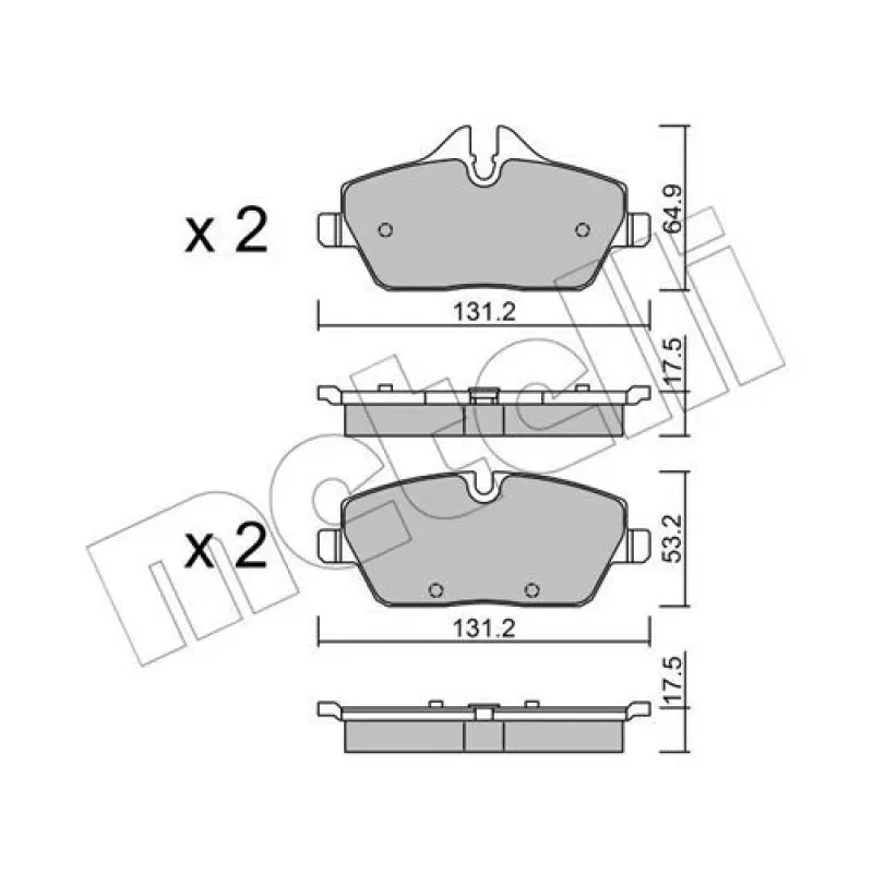 Колодки гальмівні передні METELLI 22-0664-0 для BMW 1 (E81/E87/E88) 2004-2013, BMW 2 (F45) 2014-2018, 131.2x53.2 мм