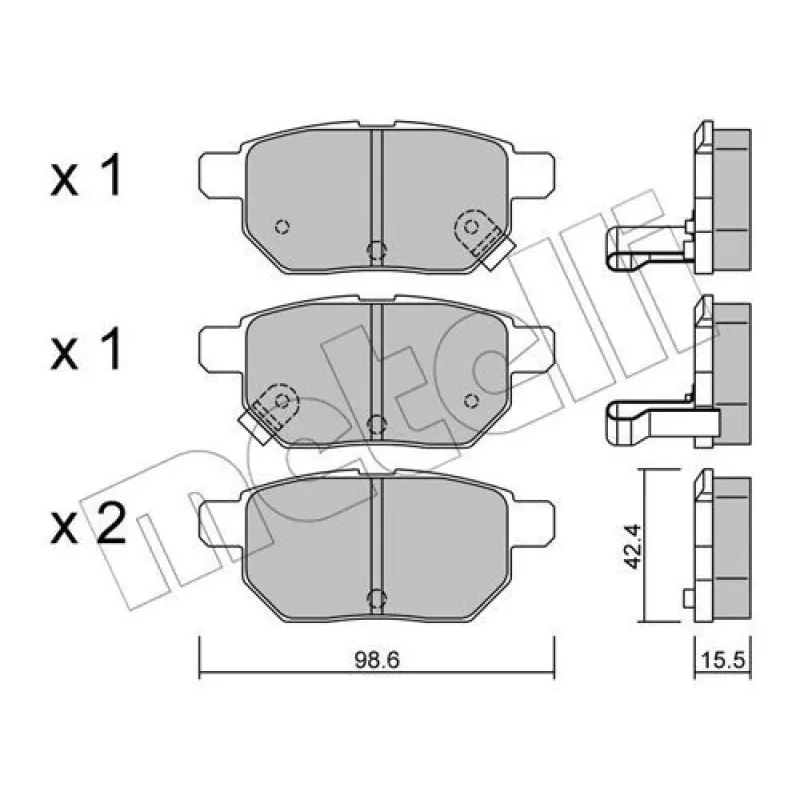 Колодки гальмівні задні METELLI 22-0746-0 для Toyota Corolla/Auris 06-14, Yaris 05-