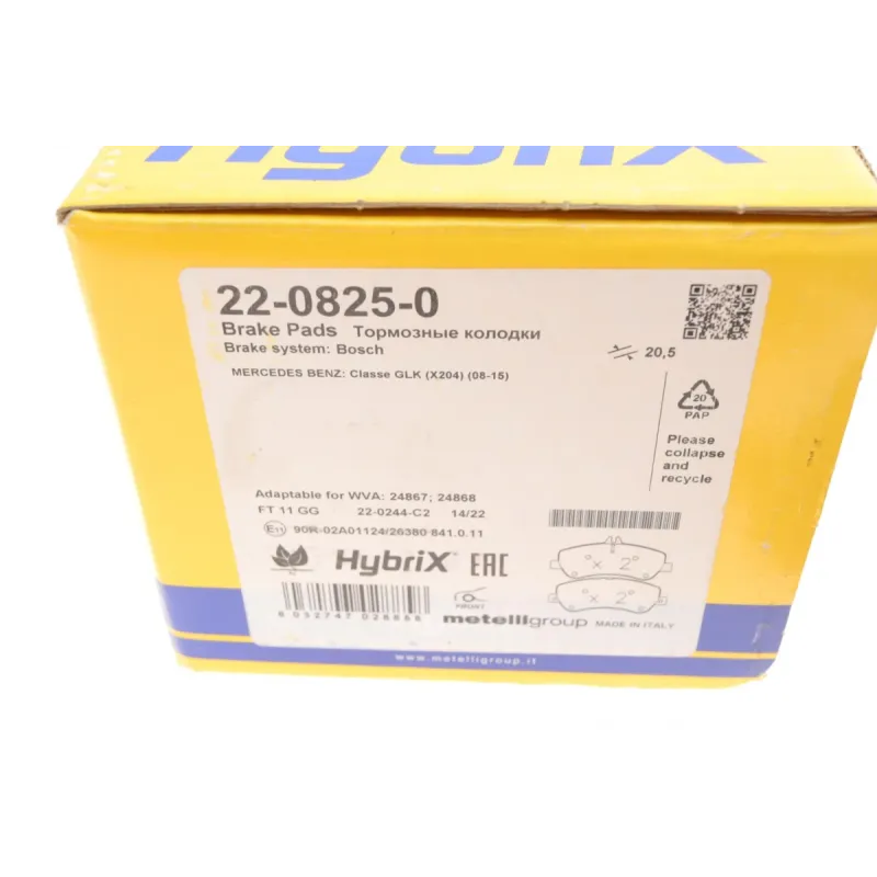 Колодки гальмівні передні METELLI 22-0825-0 для Mercedes-Benz GLK-Class X204 2008-