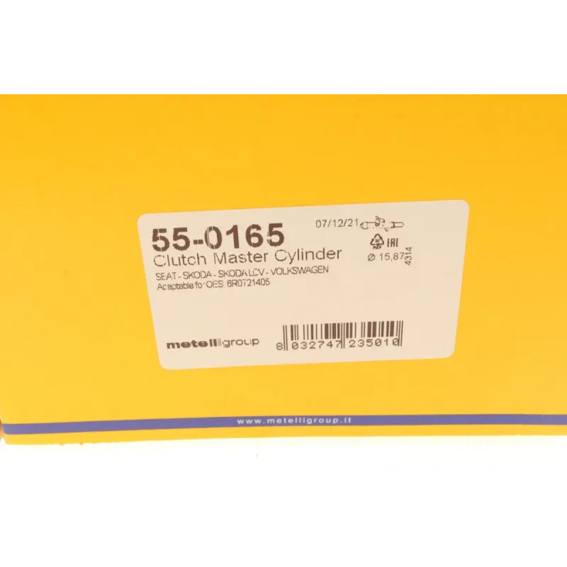 Головний циліндр зчеплення METELLI 55-0165 для Seat Ibiza, Skoda Fabia, VW Polo V, діаметр 15.87 мм