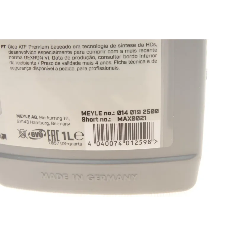 Олива ATF VI MEYLE 014 019 2500 для АКПП, червона, 1 л, специфікація MB 236.41