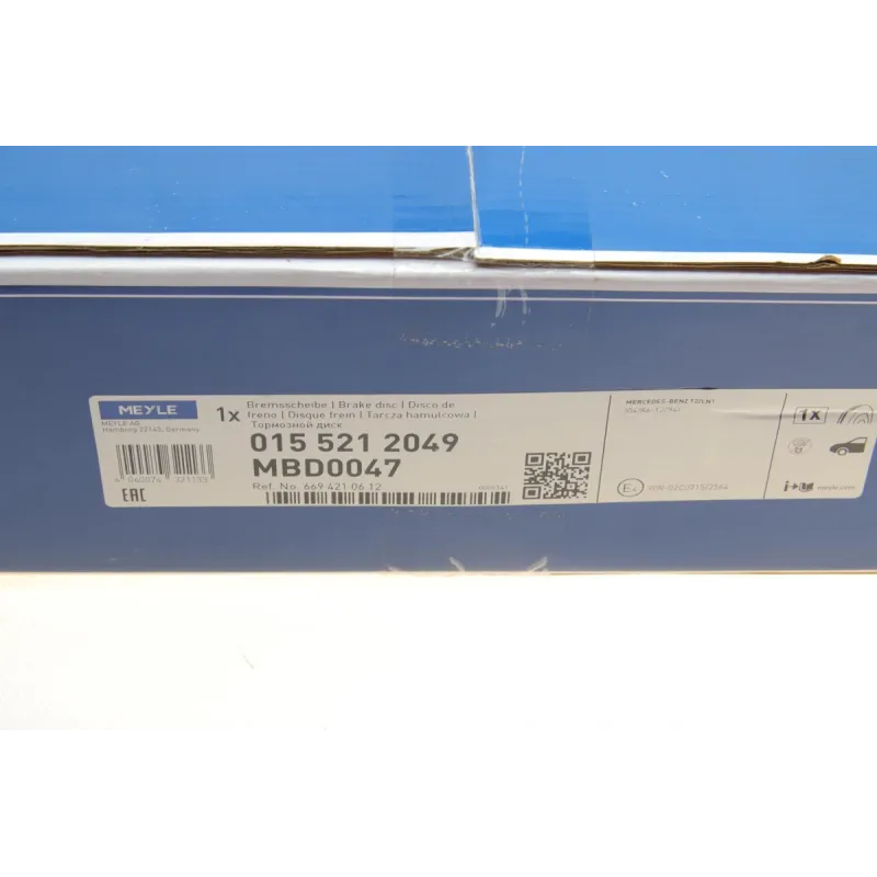 Диск гальмівний передній MEYLE 015 521 2049 для Mercedes-Benz T2/LN1 Vario 1986-2013, Ø304 мм