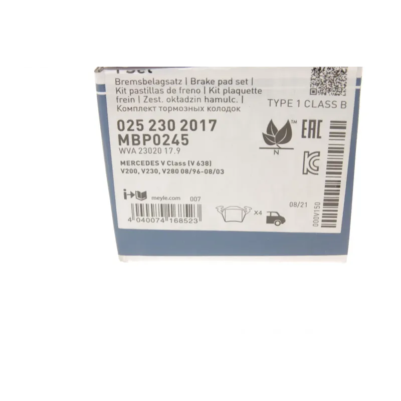 Колодки гальмівні (задні) MB Vito (W638) CDI 98- (Bosch)