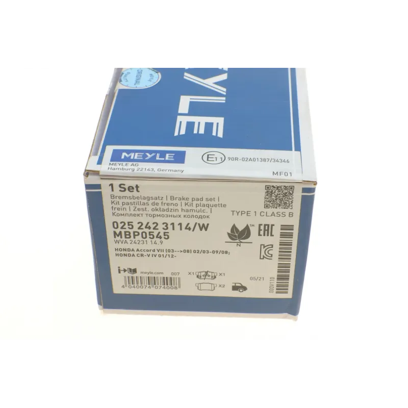 Колодки гальмівні задні MEYLE 025 242 3114/W для Honda Accord, Civic, CR-V