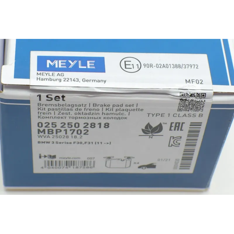 Колодки гальмівні (передні) BMW 1 (F20/F21)/ 3 (F30/F31/F34)/ i8 (I12) 11- (Brembo) B47/N13/N47/N55