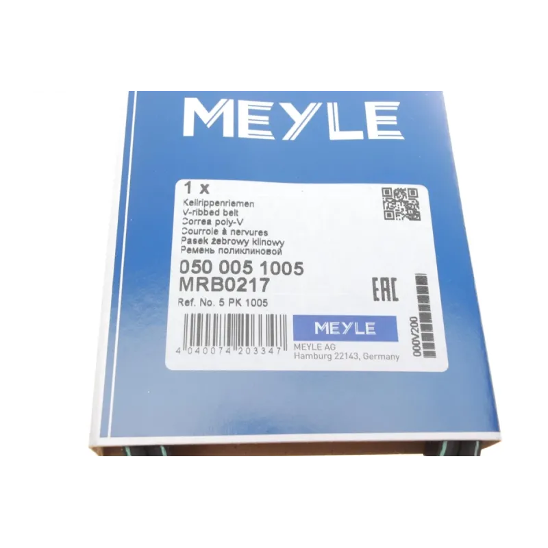 Поліклиновий ремінь MEYLE 050 005 1005 для BMW 5 (E39) 535i 1996-2003, 540i 1996-2004, 5PK1005