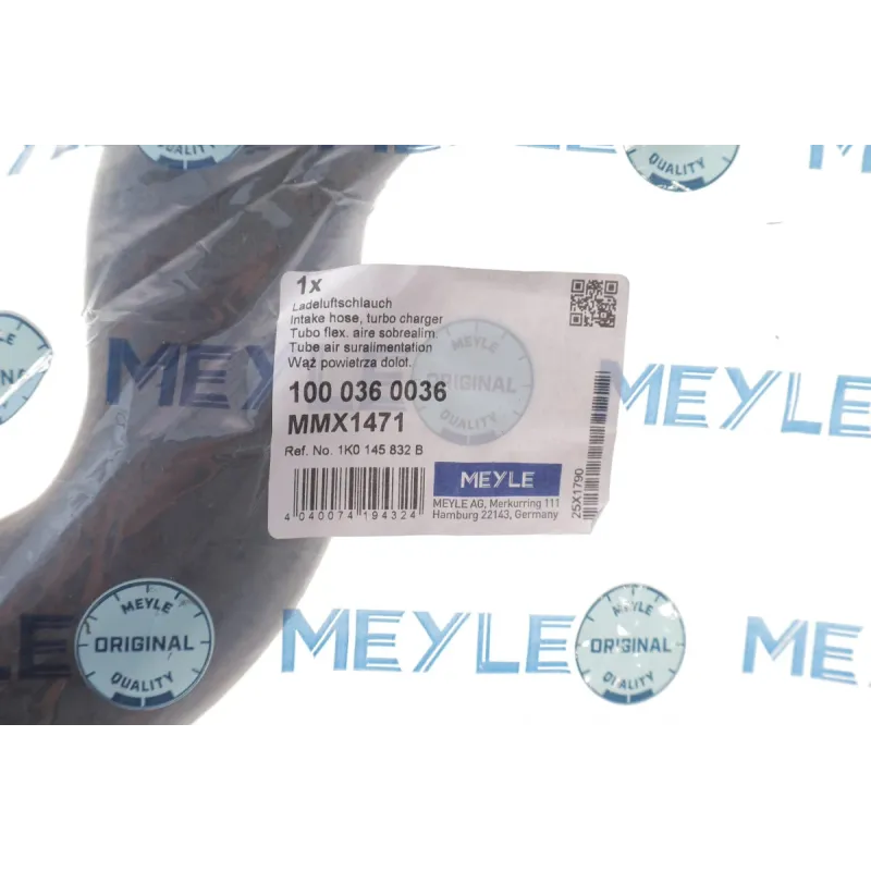 Патрубок інтеркулера MEYLE 100 036 0036 знизу для Audi A3, VW Golf, Caddy 1.9D/2.0D 2003-2013
