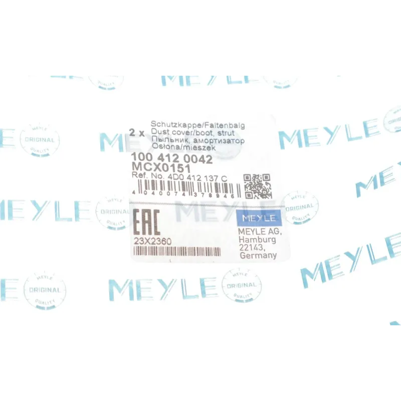 Пильник амортизатора передній MEYLE 100 412 0042 для Audi A4 B5, VW Passat B5 1994-2005