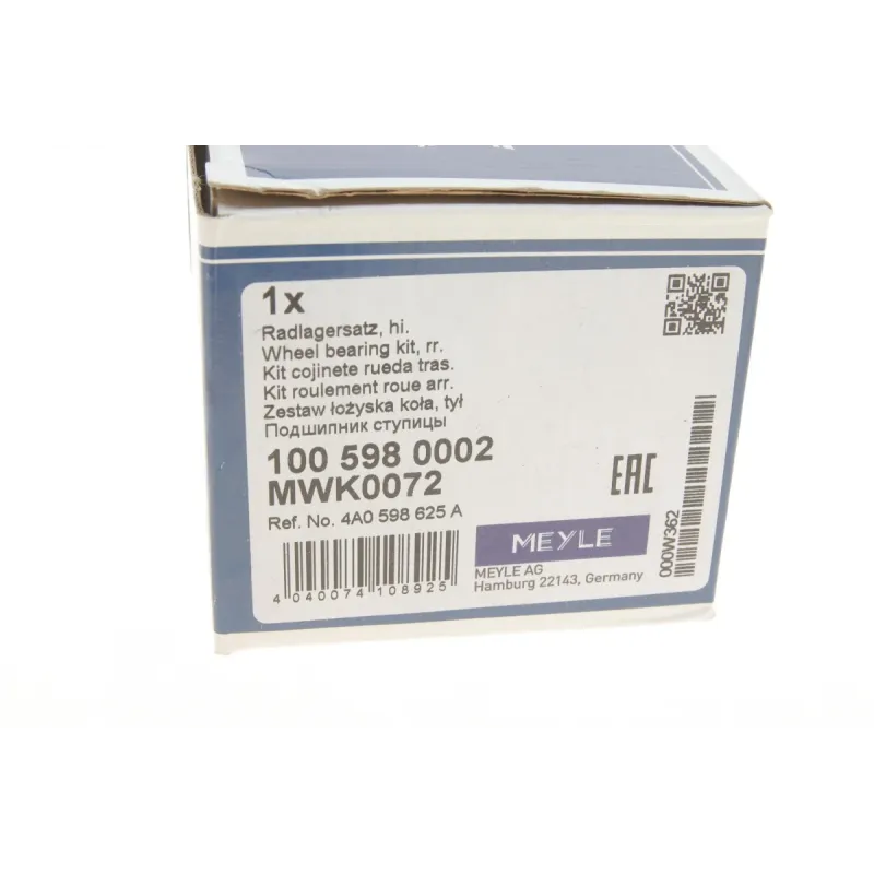 Підшипник маточини задній MEYLE 100 598 0002 для Audi 80/100/A4/A6 (комплект)